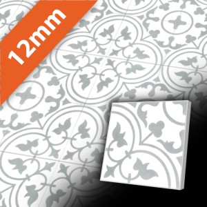 Zementfliese 20x20 cm in Grau im Jugendstil - geeigent für Badezimmer